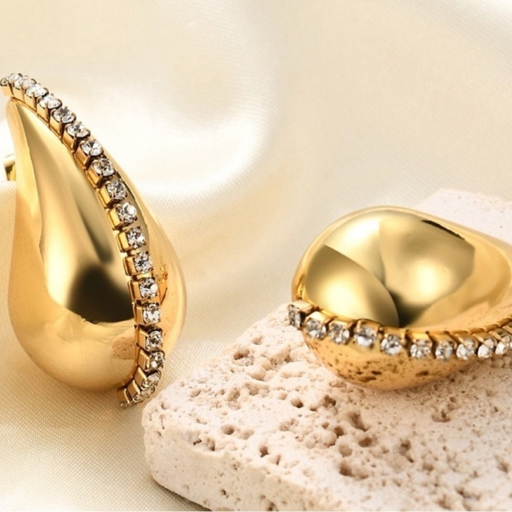 Gold Teardrop Earrings Drop Earrings rhinestone New 🔥 gift packaging ✨✨